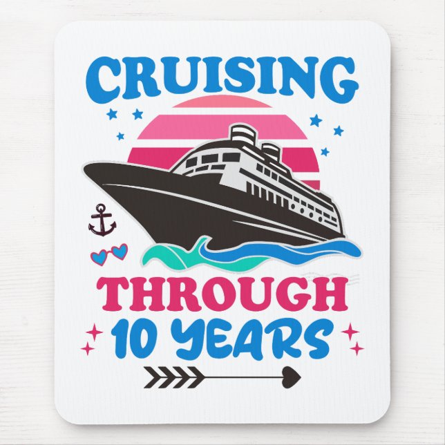 Cruising Through 10 Years Wedding Mouse Mat (Front)