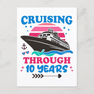 Cruising Through 10 Years Wedding Postcard