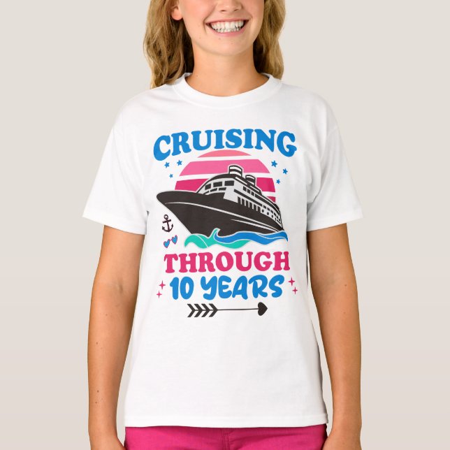 Cruising Through 10 Years Wedding T-Shirt (Front)
