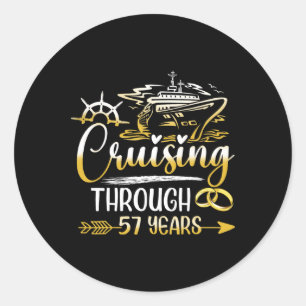 Cruising Through 57 Years 57th Anniversary Cruise Classic Round Sticker