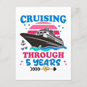 Cruising Through 5 Years Wedding Postcard