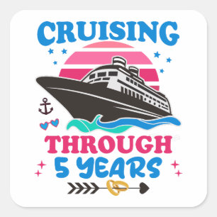 Cruising Through 5 Years Wedding Square Sticker