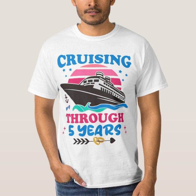 Cruising Through 5 Years Wedding T-Shirt (Front)
