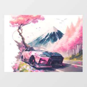 Cruising Through Cherry Blossom Landscape Window Cling