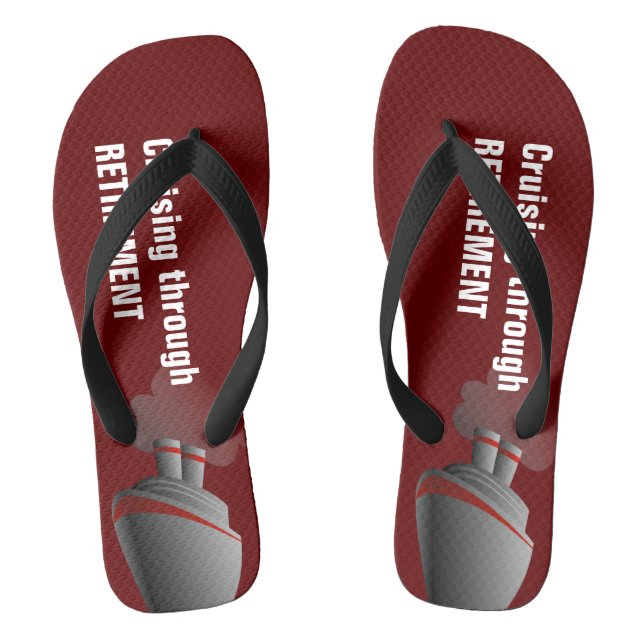 Cruising Through Retirement Dark Red Flip Flops (Footbed)