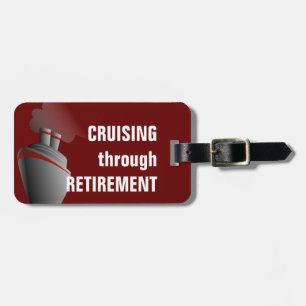 Cruising Through Retirement Dark Red Personalised Luggage Tag