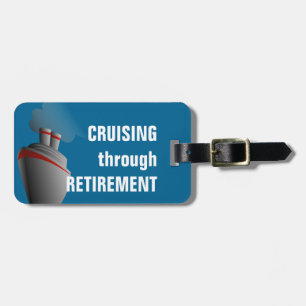 Cruising Through Retirement Rich Aqua Personalised Luggage Tag