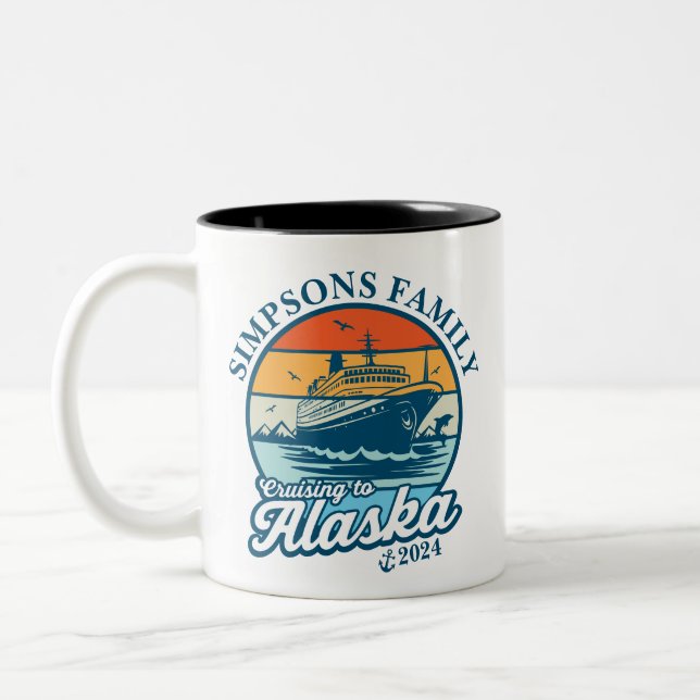 Cruising to Alaska Custom Family Matching Group  Two-Tone Coffee Mug (Left)