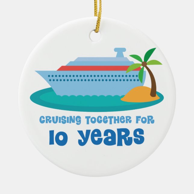 Cruising Together For 10 Years Anniversary Gift Ceramic Tree Decoration (Front)