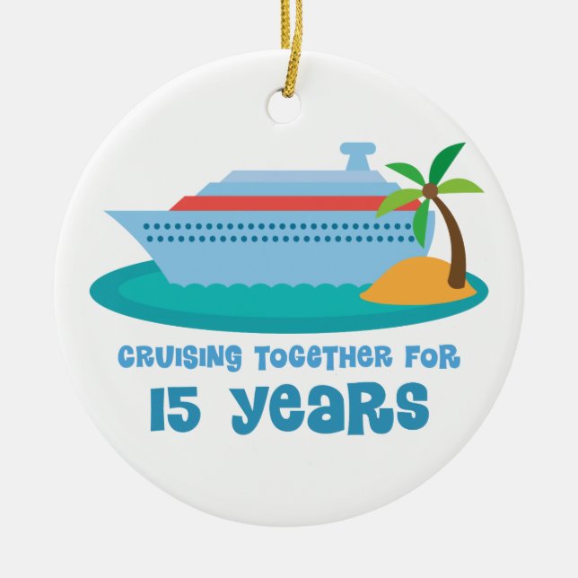 Cruising Together For 15 Years Anniversary Gift Ceramic Tree Decoration (Front)