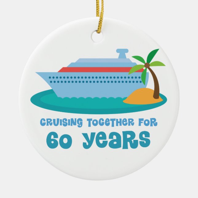 Cruising Together For 60 Years Anniversary Gift Ceramic Tree Decoration (Front)