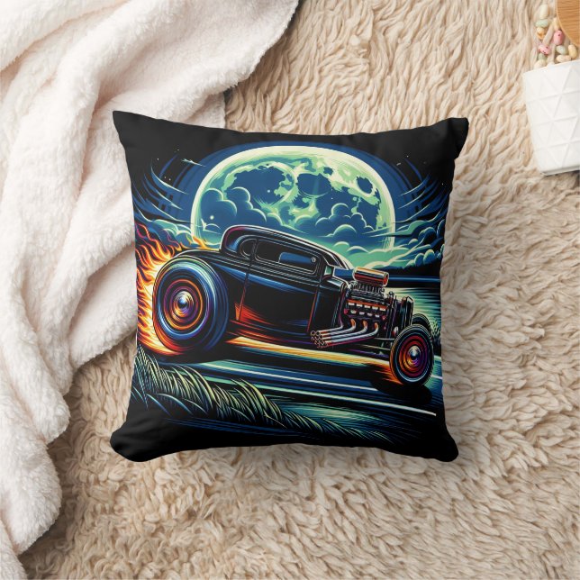 Cruising under the moonlight in a classic hot rod cushion (Blanket)
