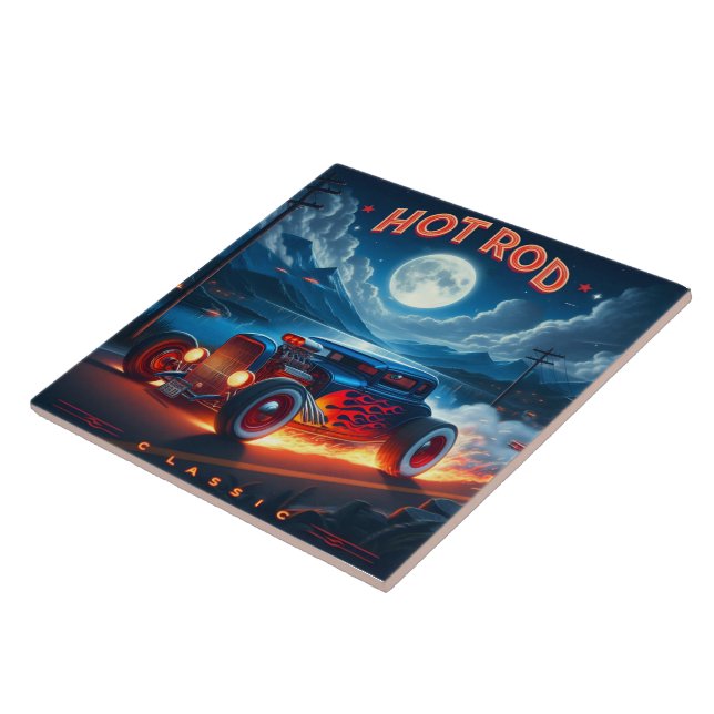 Cruising under the moonlight in a classic hot rod tile (Side)