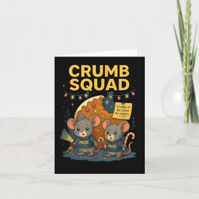 Crumb Squad Funny Cookie Mouse Christmas Design  Card (Front)