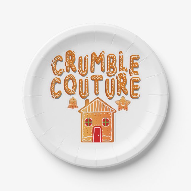 Crumble Couture Gingerbread House Holiday Paper Pl Plate (Front)