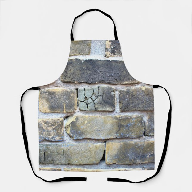 Crumbling and Cracked Grey Brick Wall Apron (Front)
