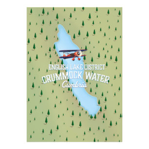 Crummock Water, lake district map travel poster