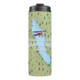 Crummock Water, lake district map travel poster Thermal Tumbler