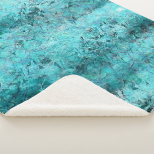 Crumpled blue neon paper sherpa blanket