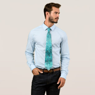 Crumpled blue neon paper tie