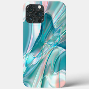 Crumpled curves in light shades of blue and pink iPhone 13 pro max case