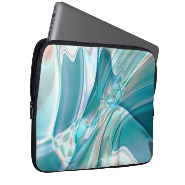Crumpled curves in light shades of blue and pink   laptop sleeve (Front Right)