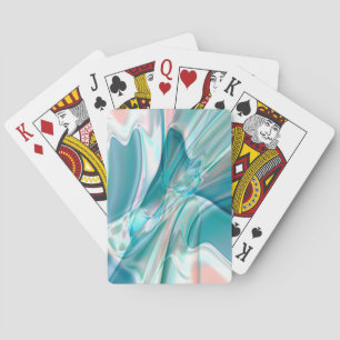 Crumpled curves in light shades of blue and pink playing cards