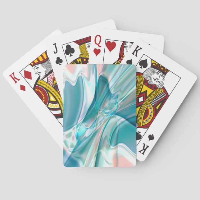 Crumpled curves in light shades of blue and pink   playing cards (Back)