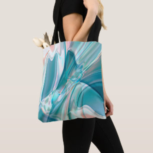 Crumpled curves in light shades of blue and pink   tote bag