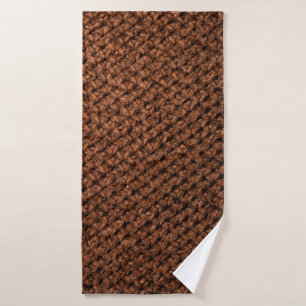 Crumpled dark brown fabric texture, wavy wrinkled bath towel