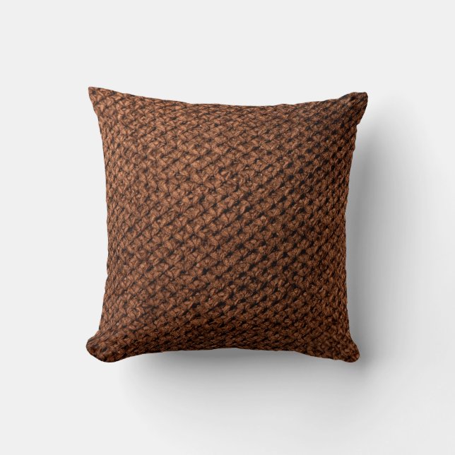 Crumpled dark brown fabric texture, wavy wrinkled  cushion (Front)