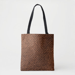 Crumpled dark brown fabric texture, wavy wrinkled  tote bag
