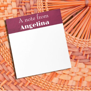 Crumpled dark-burgundy paper name notepad