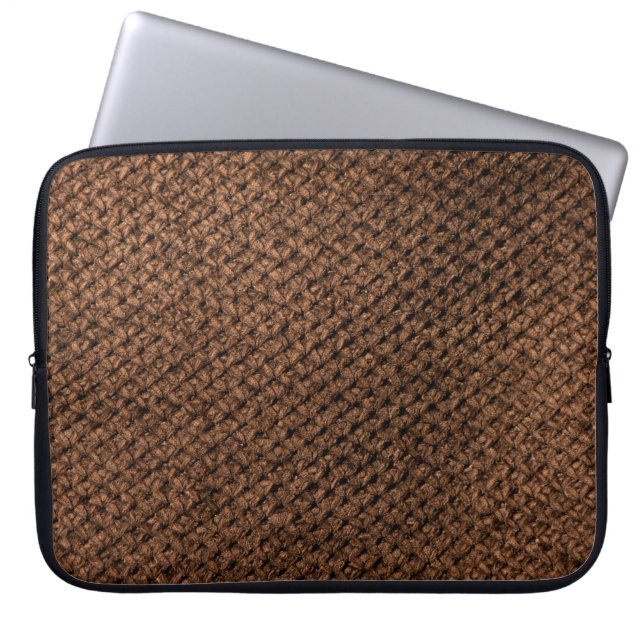 Crumpled Fabric: Dark Brown Elegance Laptop Sleeve (Front)