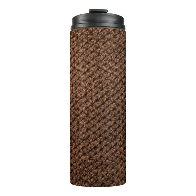 Crumpled Fabric: Dark Brown Elegance Thermal Tumbler (Front)