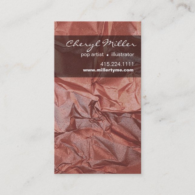 Crumpled Metallic Paper Designer | rose gold Business Card (Front)