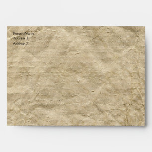 Crumpled Paper and Dark Brown Wood Envelopes