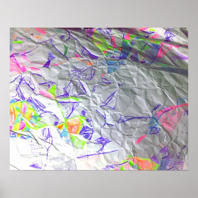 Crumpled Paper Scribble Abstract Modern Art Print  (Front)