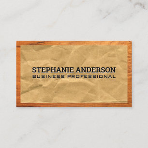 Crumpled Paper Wood Border Business Card