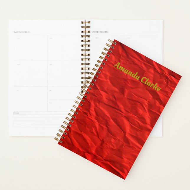 Crumpled Red Cover Personalised Planner (Display)