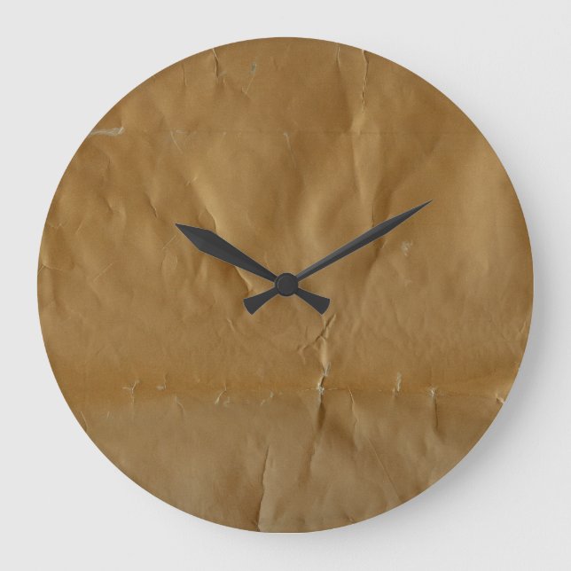 Crumpled red paper: grungy background. large clock (Front)