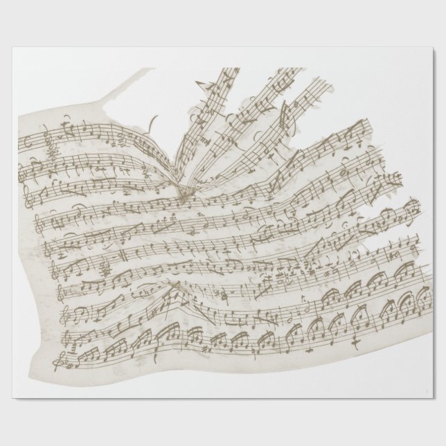 Crumpled vintage handwritten melody on taupe wrapping paper (Flat)