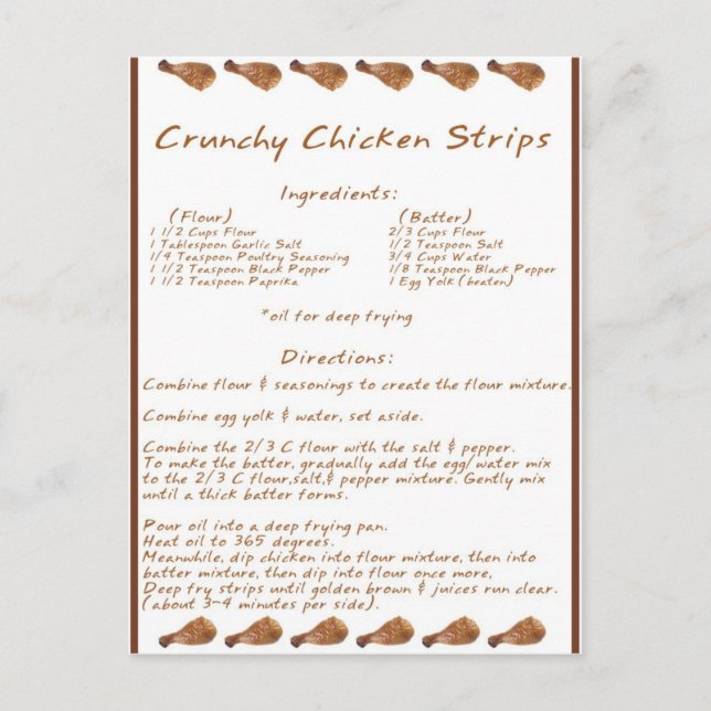 Crunchy Chicken Strips Postcard (Front)