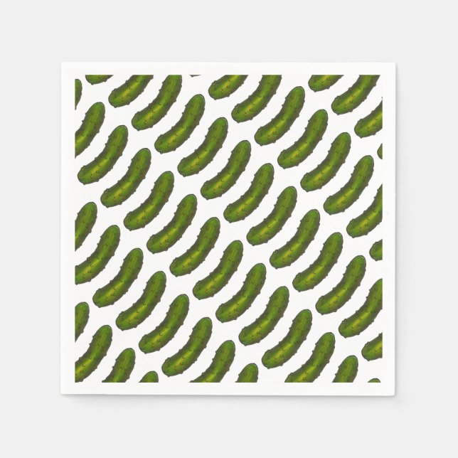 Crunchy Green Dill Pickle Sour Pickles Jewish Deli Napkin (Front)