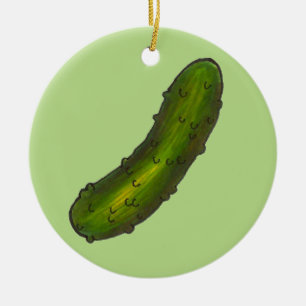 Crunchy Green Kosher Dill Deli Pickle Foodie Ceramic Tree Decoration