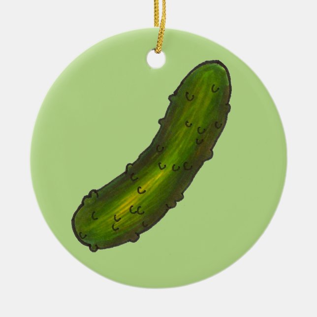 Crunchy Green Kosher Dill Deli Pickle Foodie Ceramic Tree Decoration (Front)