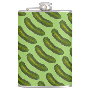 Crunchy Green Kosher Dill Deli Pickle Foodie Gift Hip Flask