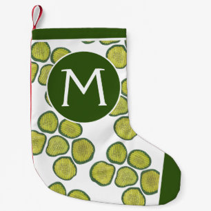 Crunchy Green Kosher Dill Pickle Chips Monogram Small Christmas Stocking