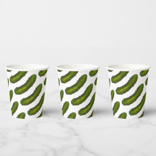 Crunchy Green Kosher Dill Pickle Jewish Deli Paper Cups