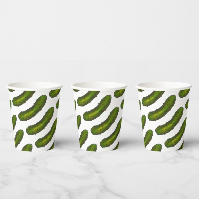 Crunchy Green Kosher Dill Pickle Jewish Deli Paper Cups (Multi)